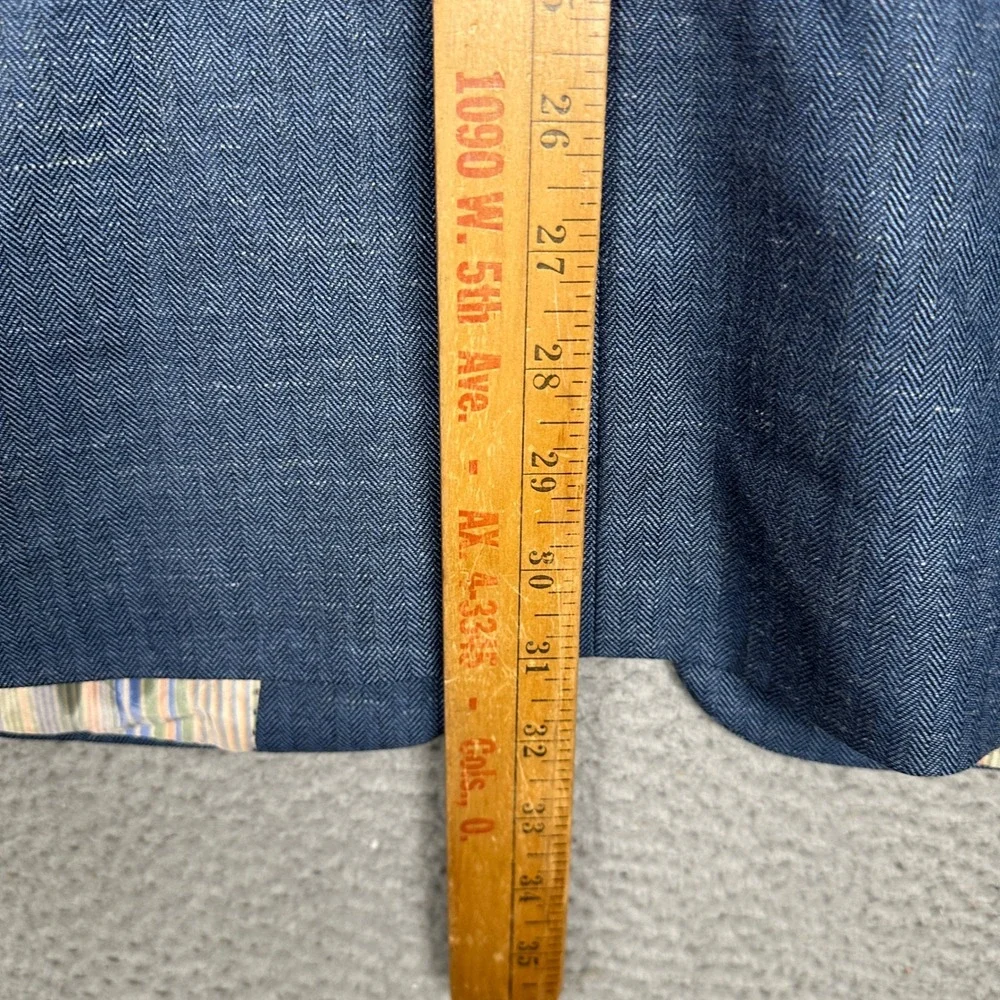 Ibiza Blazer Mens 40R Mambo Blue Wool Silk Linen Herringbone Sport Coat Formal